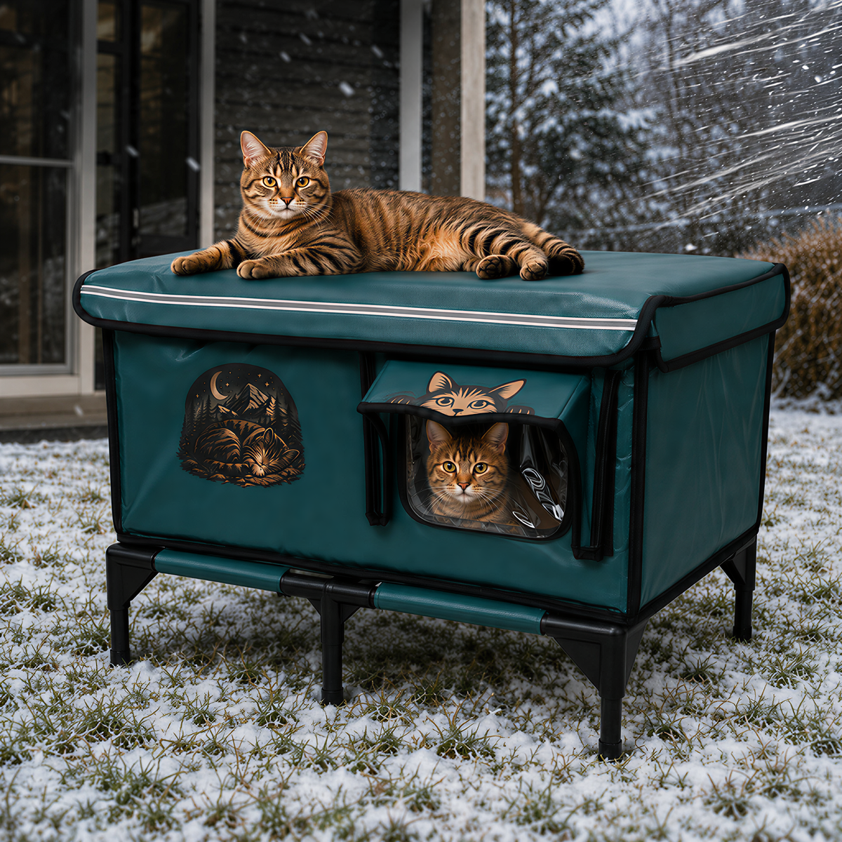 PetTemp outdoor heated cat house - Green - Large