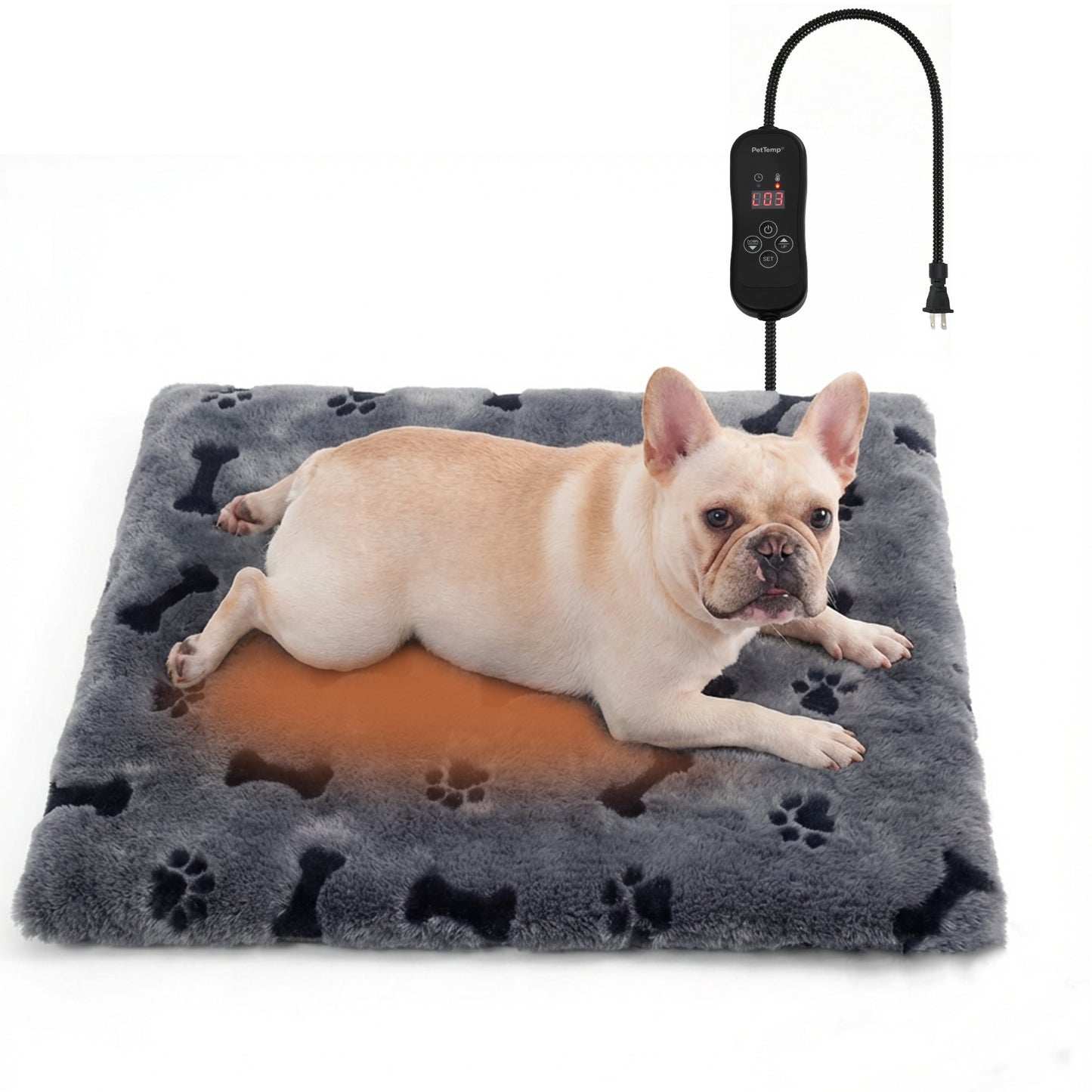 PetTemp Pet Heating Pad with controller Dog Paw-Print
