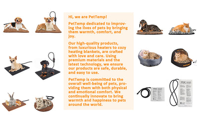 PetTemp Cat & Dog Heating Pad with 5 Level Adjustable Temperature & Timer