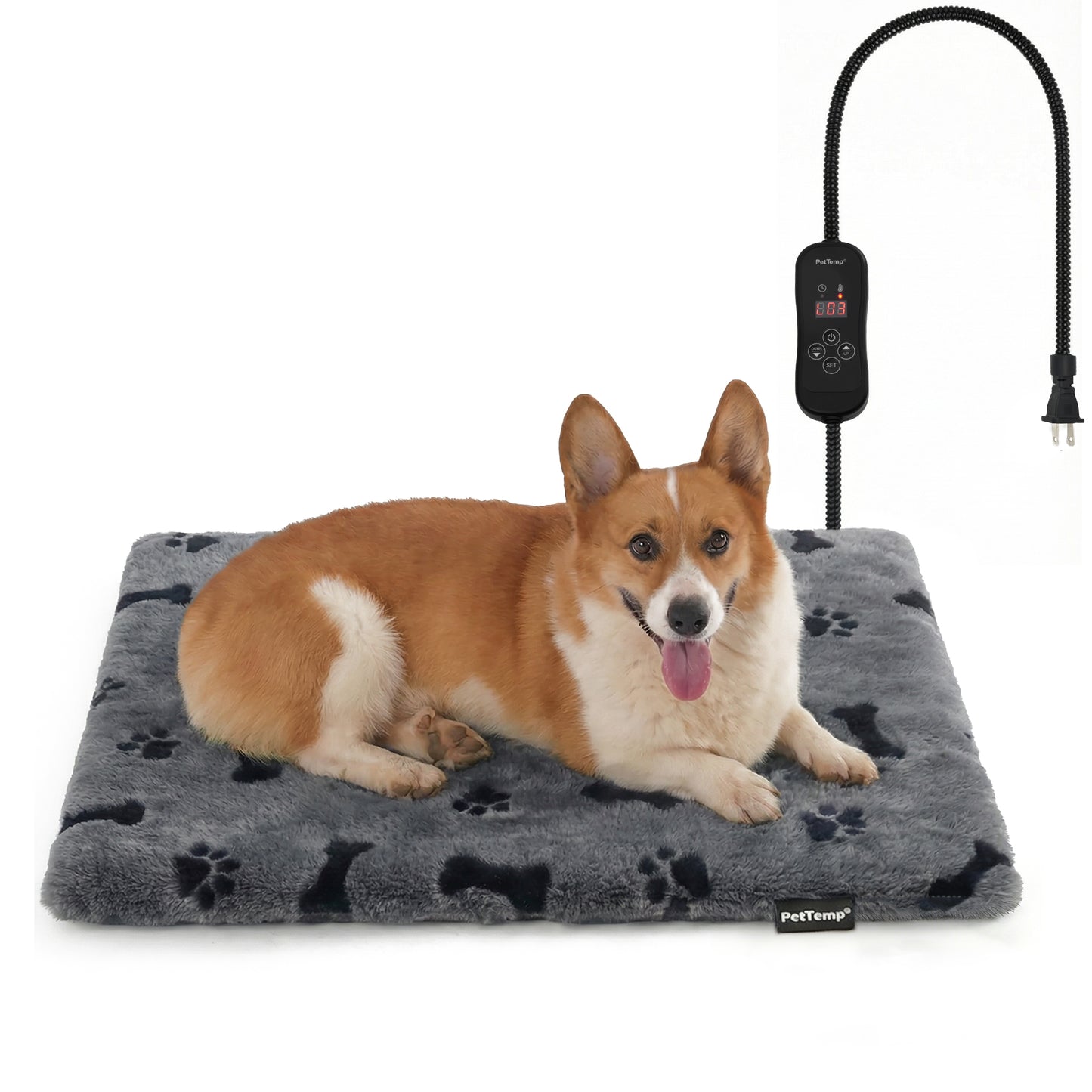 PetTemp Pet Heating Pad with controller Dog Paw-Print