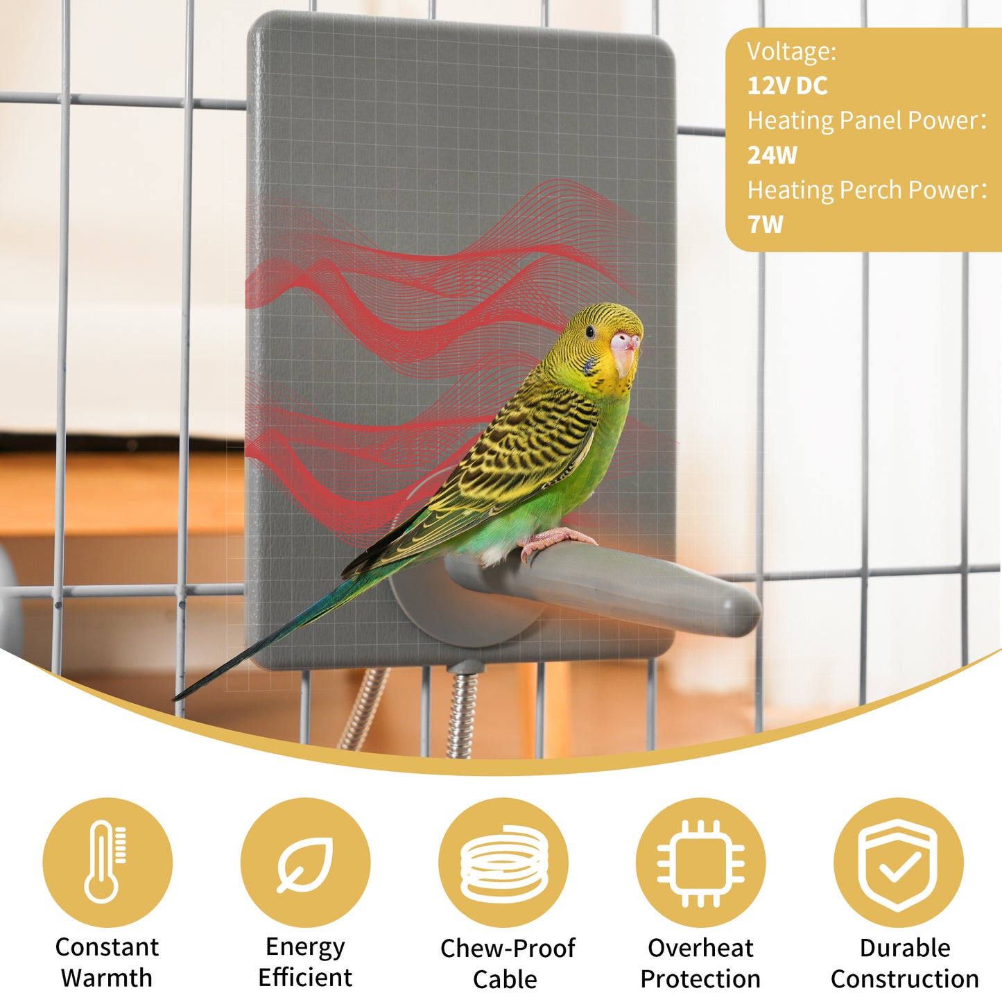 PetTemp Bird Heated Perch & Snuggle Panel Set