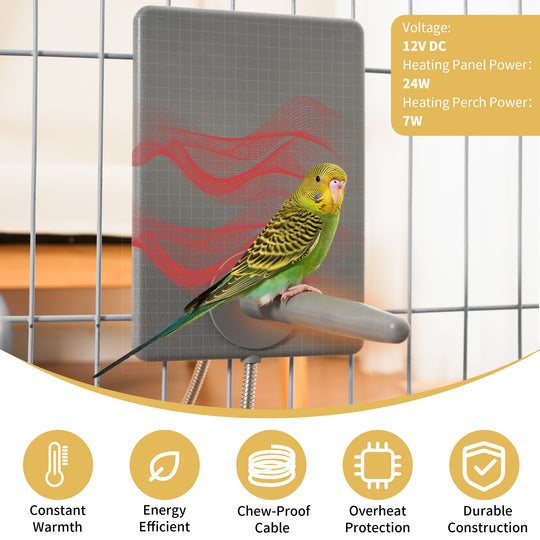 Pettemp Bird Heated Perch & Snuggle Panel Set