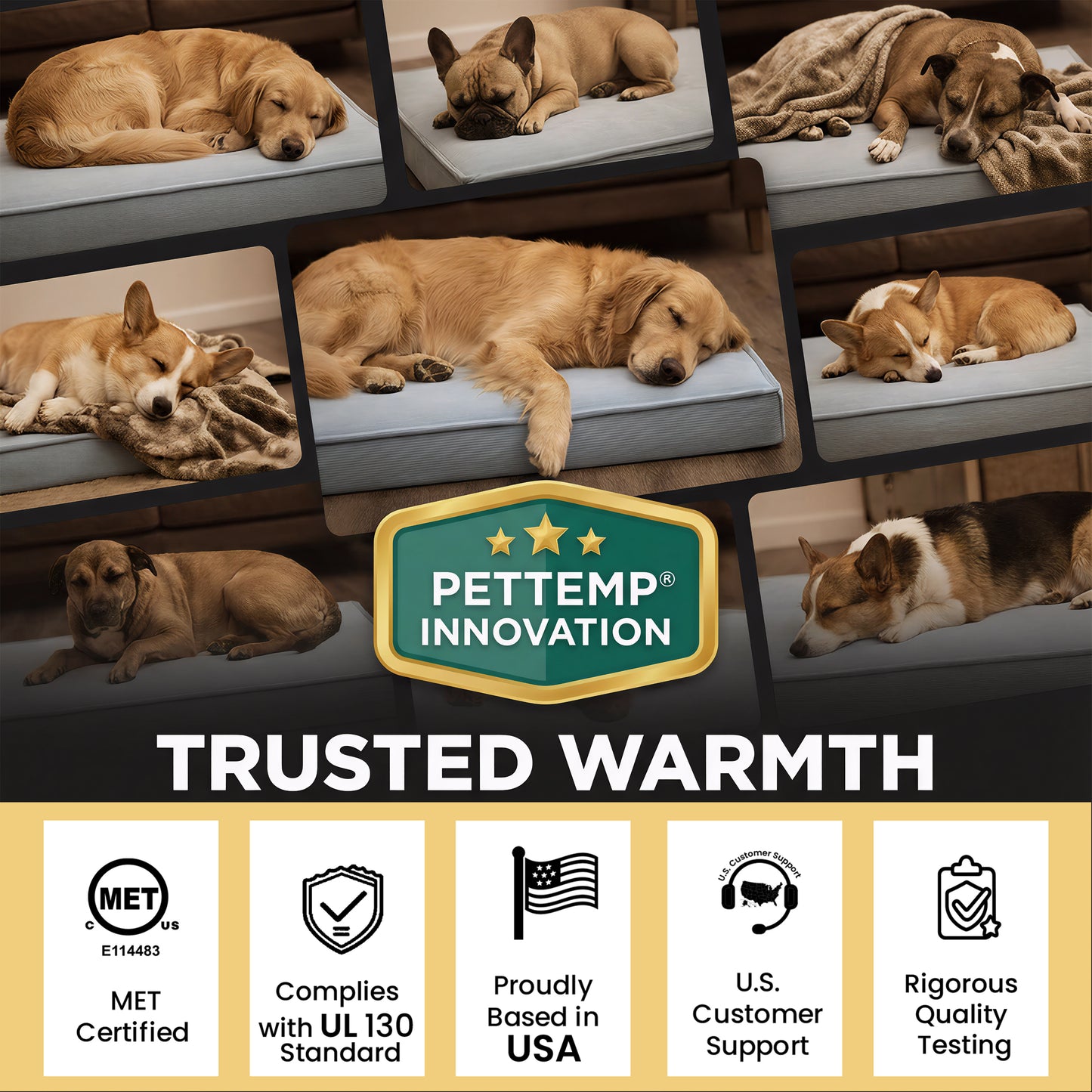 PetTemp Heated Orthopedic Pet Bed