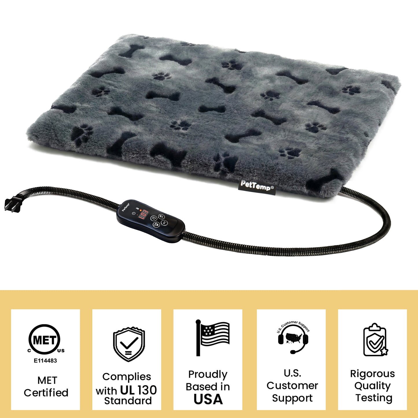 PetTemp Pet Heating Pad with controller Dog Paw-Print