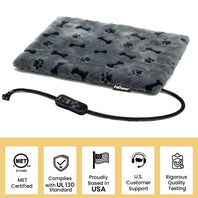 Pettemp Pet Heating Pad with controller Dog Paw-Print