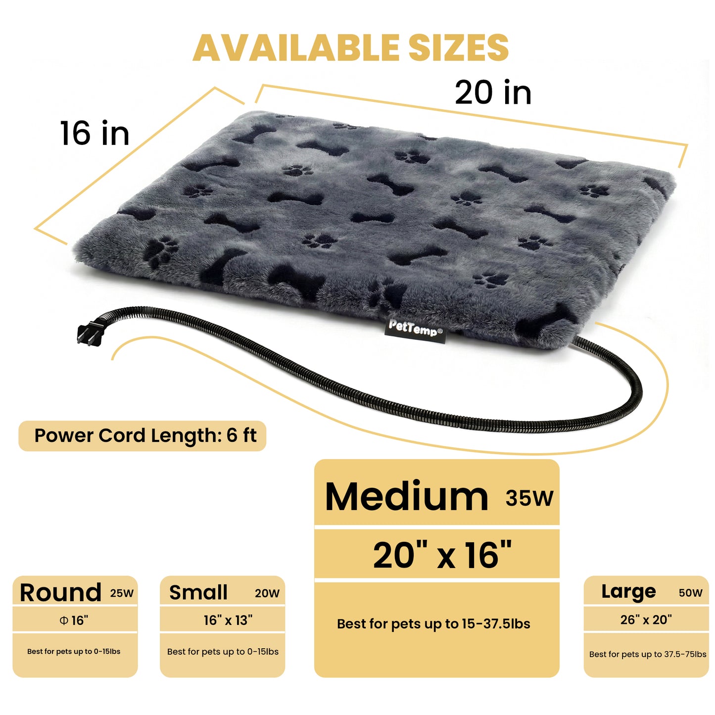 PetTemp Pet Heating Pad Dog Paw-Print