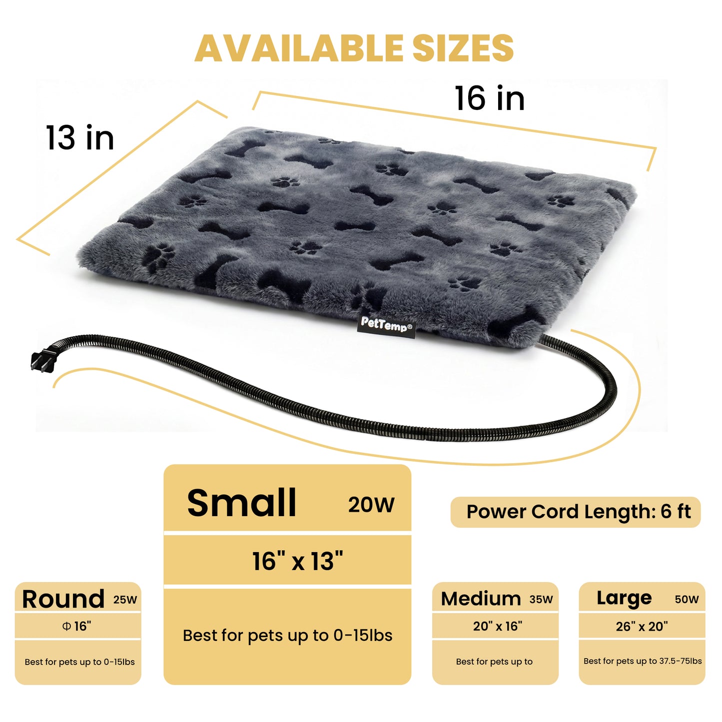 PetTemp Pet Heating Pad Dog Paw-Print