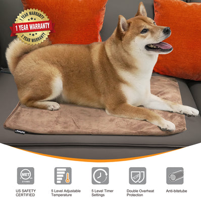 PetTemp Cat & Dog Heating Pad with 5 Level Adjustable Temperature & Timer