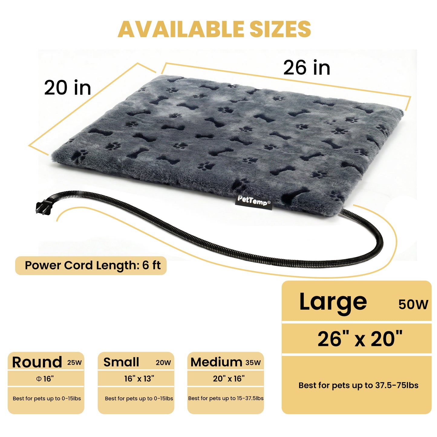 PetTemp Pet Heating Pad Dog Paw-Print