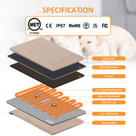 PetTemp Outdoor Cat & Dog Heating Mat with 5 Level Adjustable Temperature & Timer