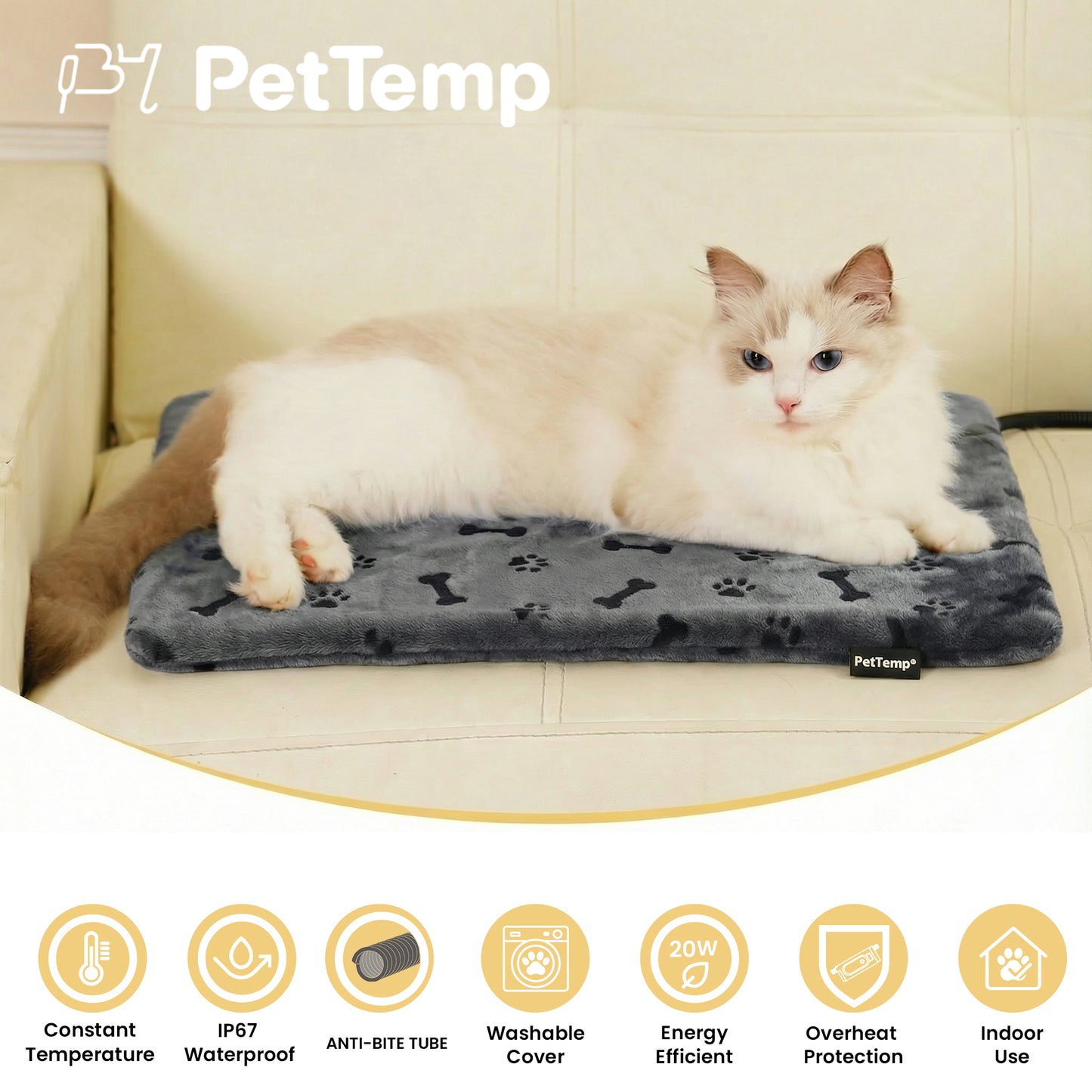 PetTemp Pet Heating Pad Dog Paw-Print