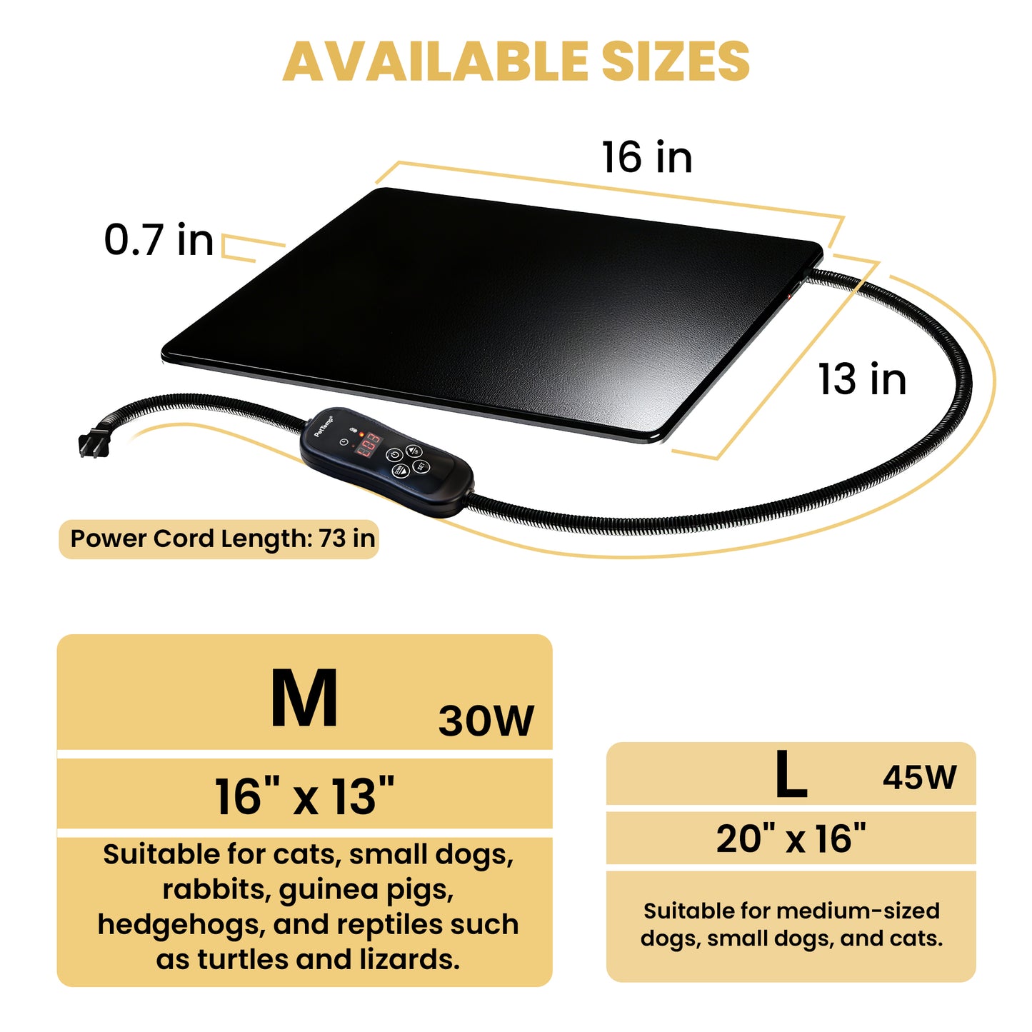 PetTemp Pet Heating Mat With Temperature Control