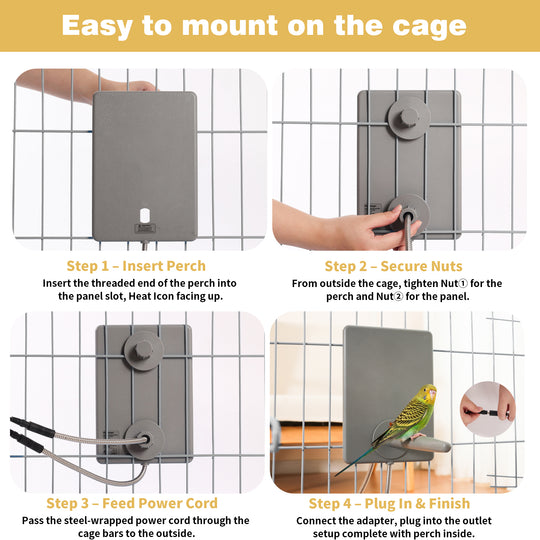 Pettemp Bird Heated Perch & Snuggle Panel Set