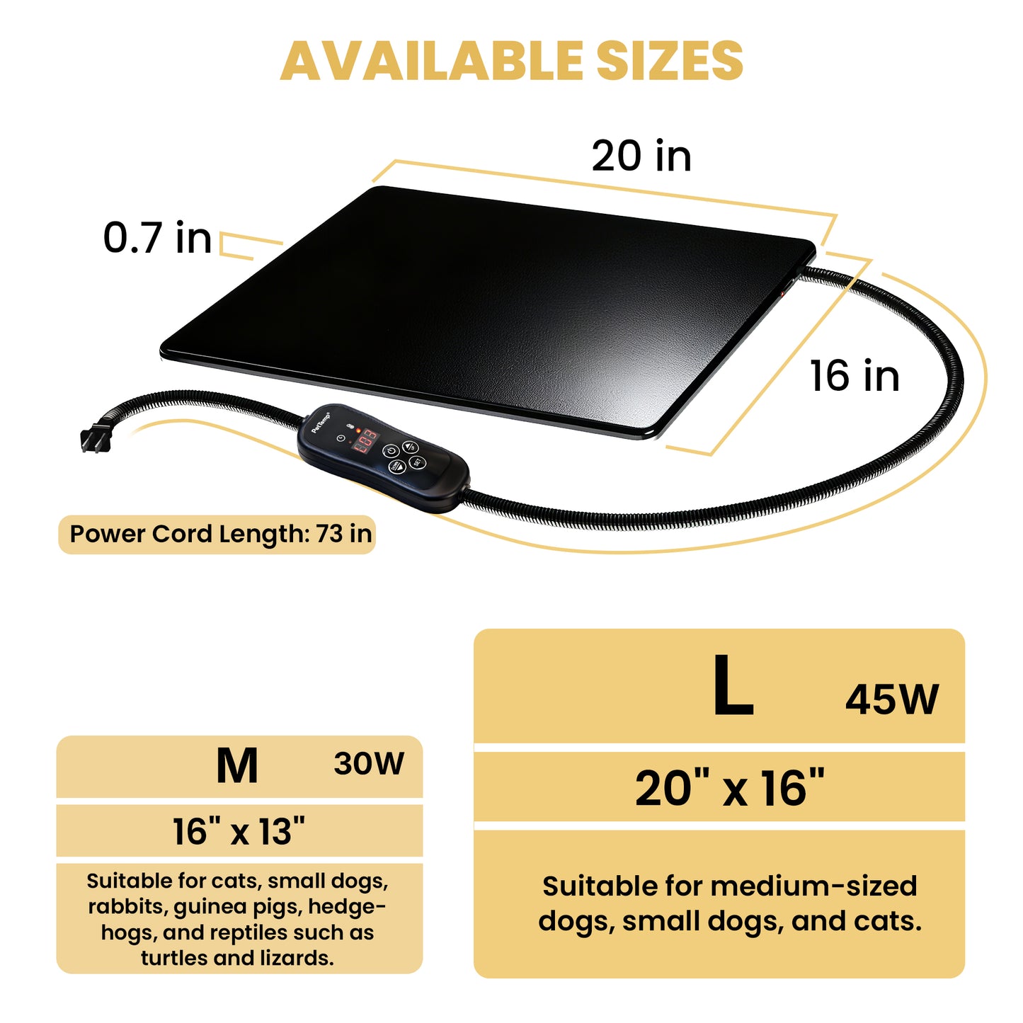 PetTemp Pet Heating Mat With Temperature Control