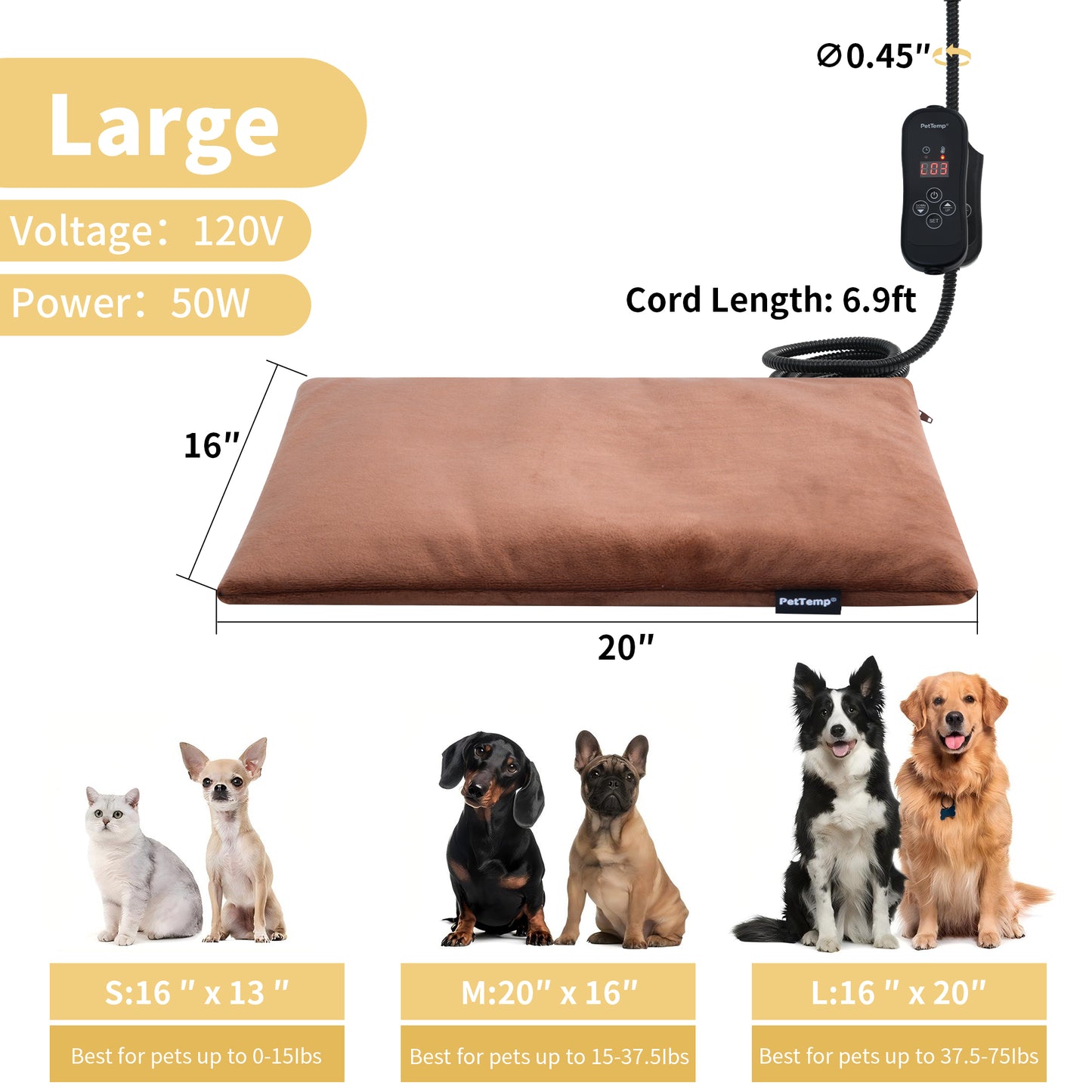 PetTemp Pet Heating Pad with Temperature Control