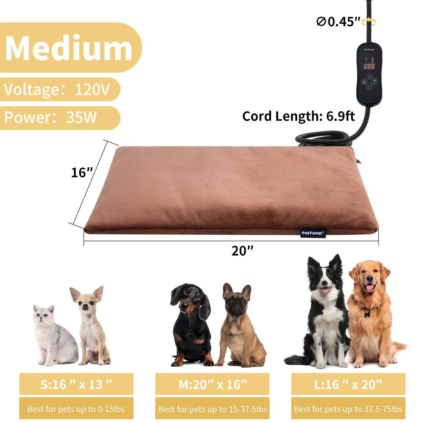 PetTemp Pet Heating Pad with Temperature Control