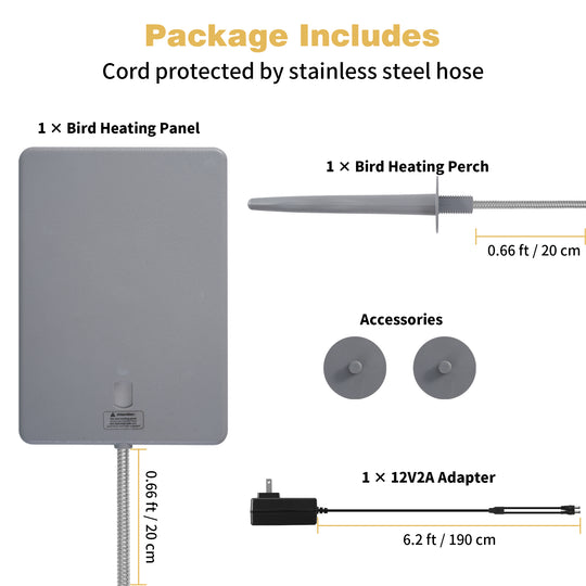 Pettemp Bird Heated Perch & Snuggle Panel Set