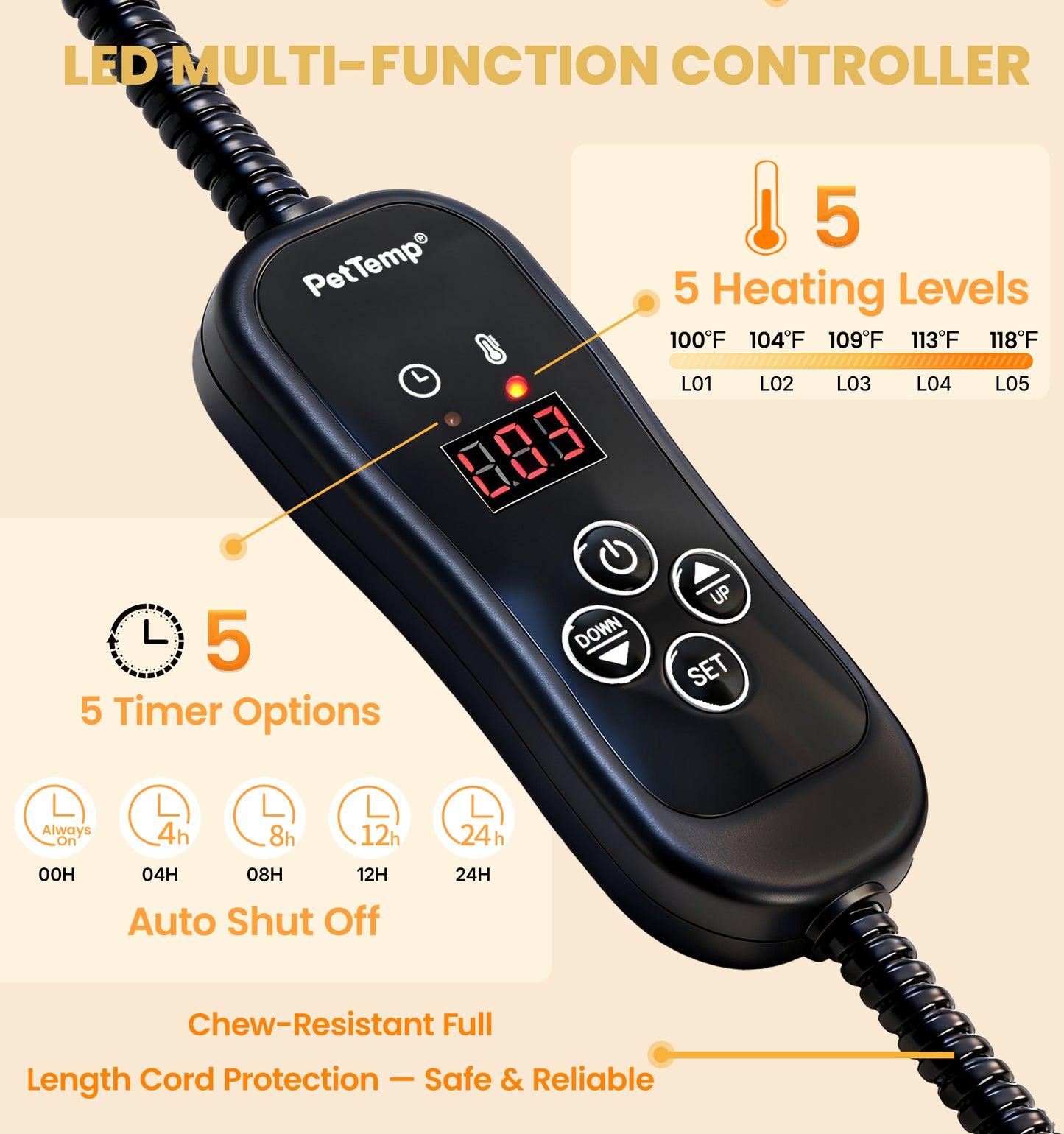 PetTemp Pet Heating Pad with controller Dog Paw-Print